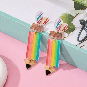 Neon Colored Resin Dangle Pencil Earrings.